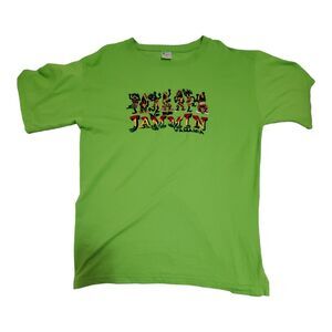 Jammin Jamaica T-Shirt Lime Green Size XXL Island Tees Colorful Embroidered